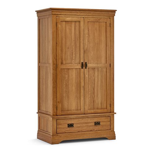 French Farmhouse Rustic Solid Oak Double Wardrobe