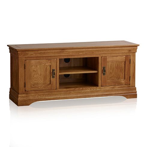 French Farmhouse Rustic Solid Oak Large TV Cabinet