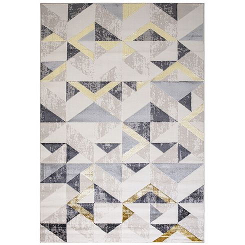 Geo Rug 160 x 230cm - BlackGreySilverGold