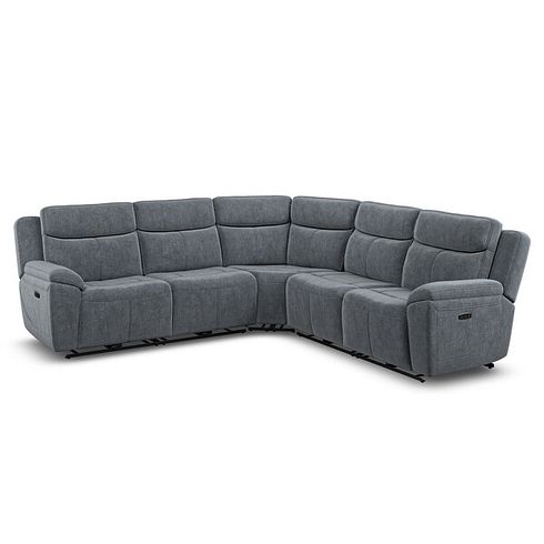 Hadley Large Corner Electric Recliner Sofa with Power Headrests  in Amigo Coal Fabric