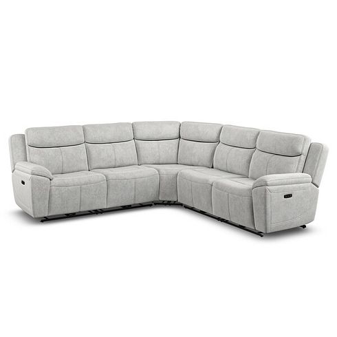 Hadley Large Corner Electric Recliner Sofa with Power Headrests  in Amigo Dove Fabric