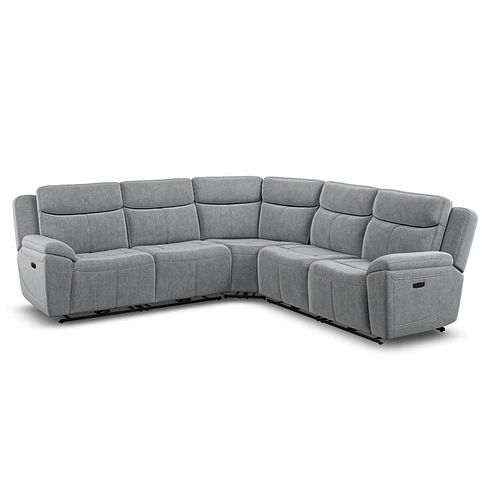 Hadley Large Corner Electric Recliner Sofa with Power Headrests  in Amigo Granite Fabric