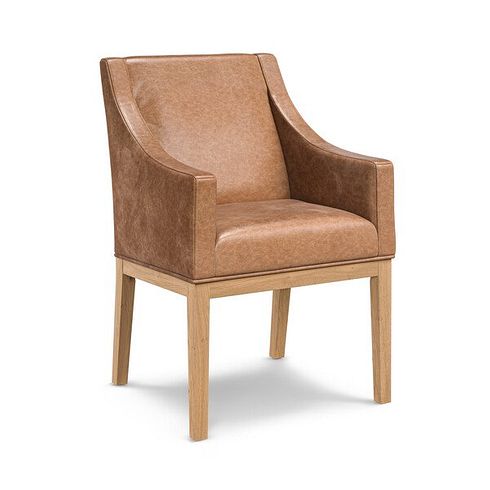Harper Chair in Leather-Look Vintage Tan with Oak leg