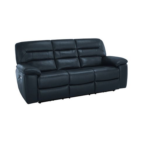 Hastings 3 Seater Electric Recliner Sofa in Blue Leather