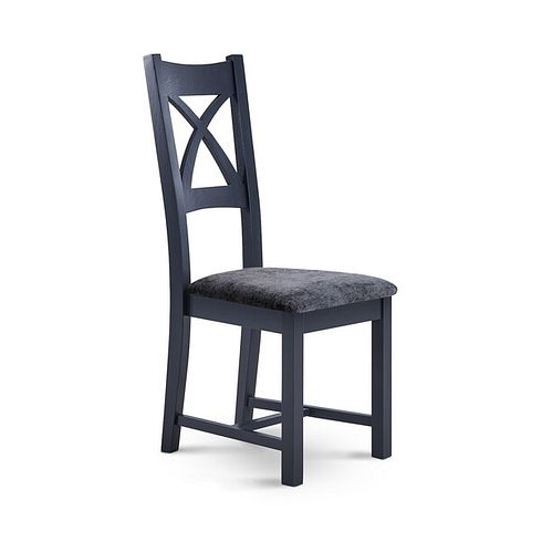 Highgate Blue Painted Chair with Brooklyn Asteroid Grey Crushed Chenille Seat