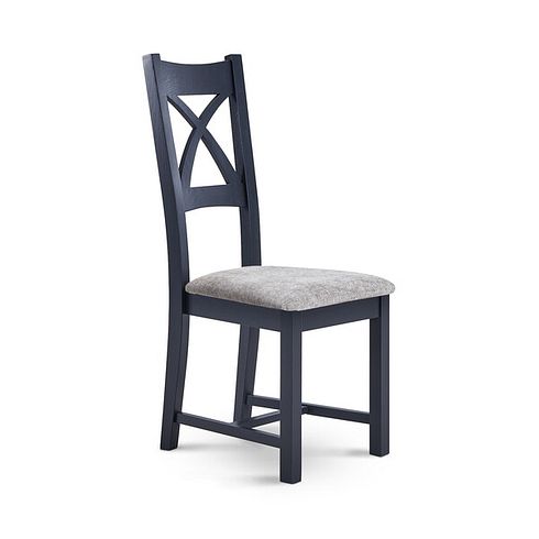 Highgate Blue Painted Chair with Brooklyn Quill Grey Crushed Chenille Seat