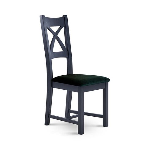 Highgate Blue Painted Chair with Heritage Bottle Green Velvet Seat