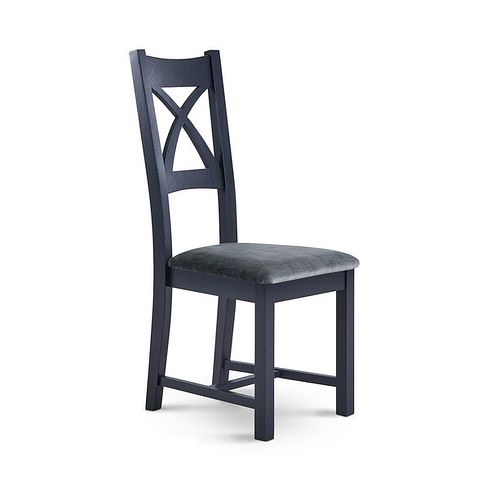 Highgate Blue Painted Chair with Heritage Granite Velvet Seat