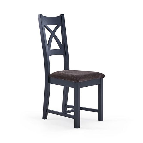 Highgate Blue Painted Chair with Plain Charcoal Fabric Seat