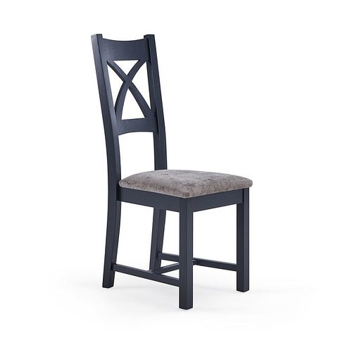 Highgate Blue Painted Chair with Plain Truffle Fabric Seat