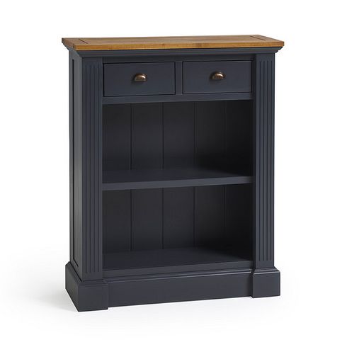 Highgate Rustic Oak and Blue Painted Hardwood Small Bookcase