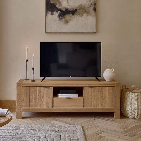Highworth Natural Solid Oak Large TV Unit