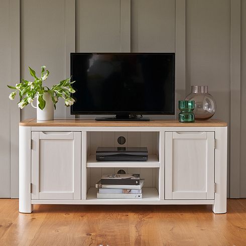 Hove Natural Oak and Painted Large TV Unit