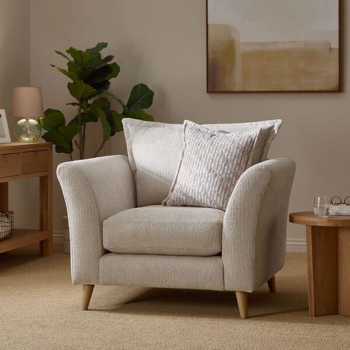 Hoxley Armchair in Leo Biscuit fabric