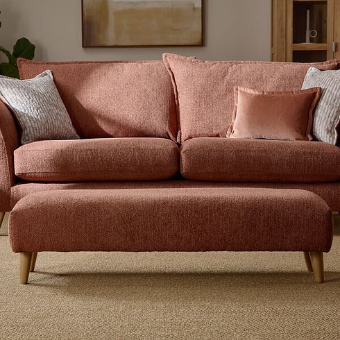 Hoxley Bench Footstool in Leo Rust fabric