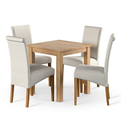 Hudson Natural Solid Oak Dining Table And 6 Scroll Backs in Conway Stone 
