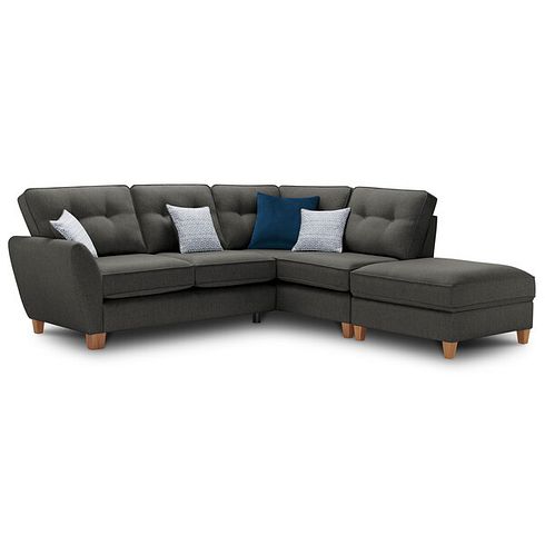 Inca Left Hand Corner Chaise Sofa in Christy Collection Charcoal Fabric