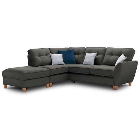 Inca Right Hand Corner Chaise Sofa in Christy Collection Charcoal Fabric