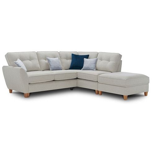 Inca Left Hand Corner Chaise Sofa in Christy Collection Silver Fabric