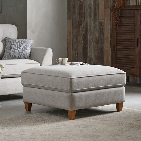 Inca Corner Chaise Large Storage Footstool in Christy Collection Silver Fabric