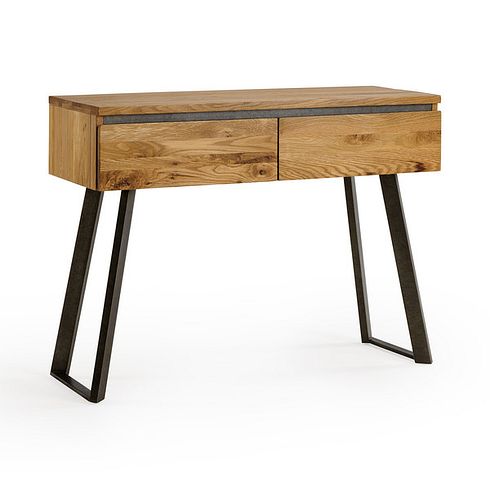 Boston Natural Solid Oak and Metal Console Table