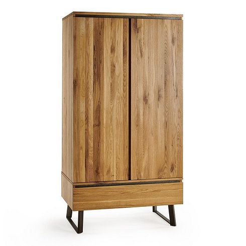 Boston Natural Solid Oak and Metal Double Wardrobe