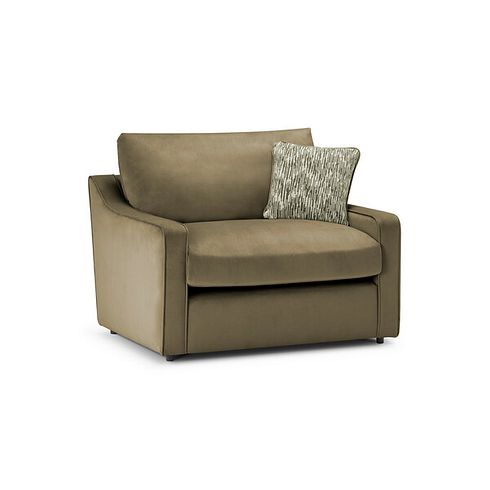 Isabella Loveseat in Festival Khaki Fabric with Olive Scatter Cushion