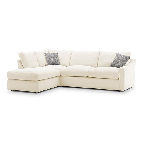 Isabella Right Hand Corner Chaise Sofa in Polly Natural Fabric with Natural Scatter Cushions