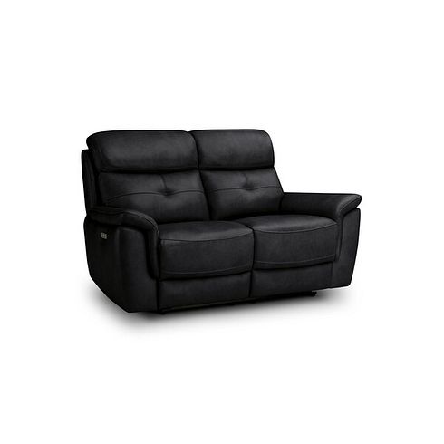 Iver 2 Seater Electric Recliner Sofa with Power Headrests in Odyssey Black Leather