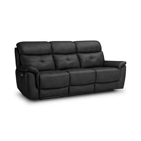 Iver 3 Seater Electric Recliner Sofa in Amara Black Leather