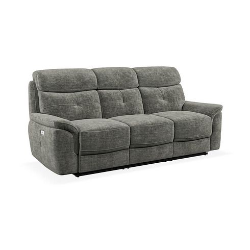 Iver 3 Seater Electric Recliner Sofa in Plush Charcoal Fabric
