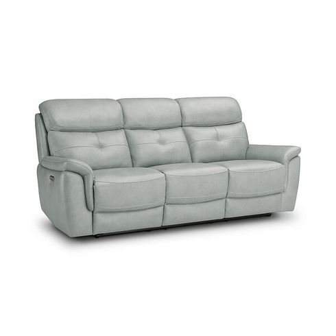 Iver 3 Seater Electric Recliner Sofa with Power Headrests in Odyssey Light Grey Leather