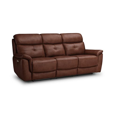 Iver 3 Seater Electric Recliner Sofa with Power Headrests in Virgo Chestnut Leather