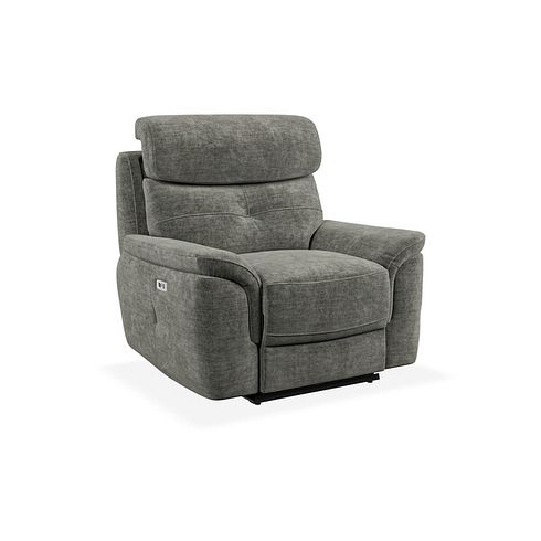 Iver Electric Recliner Armchair with Power Headrest in Plush Charcoal Fabric