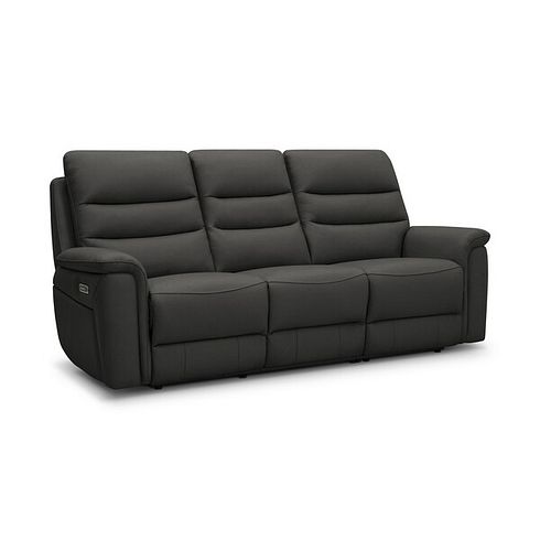 Jarrod 3 Seater Power Recliner with Adjustable Power Headrest and Lumbar Support in Storm Leather