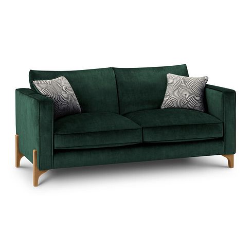Jude 3 Seater Sofa in Duke Bottle Green Fabric with Oak Feet