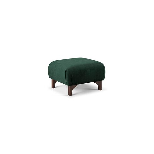 Jude Footstool in Duke Bottle Green Fabric with Walnut Finished Feet