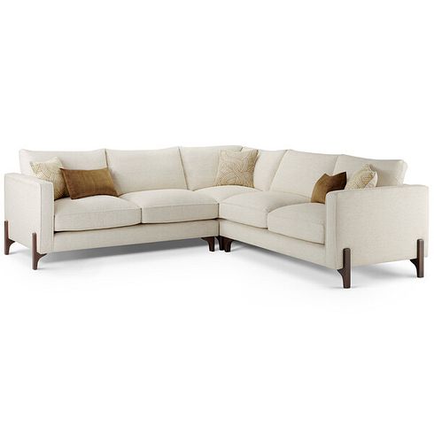 Jude Large Corner Sofa in Oscar Linen Fabric with Walnut Finished Feet