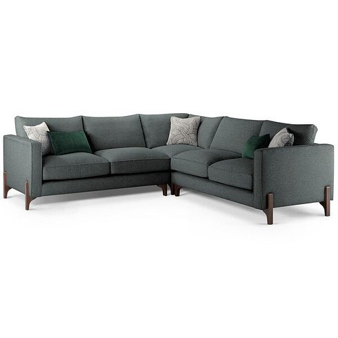 Jude Large Corner Sofa in Oscar Nickel Fabric with Walnut Finished Feet
