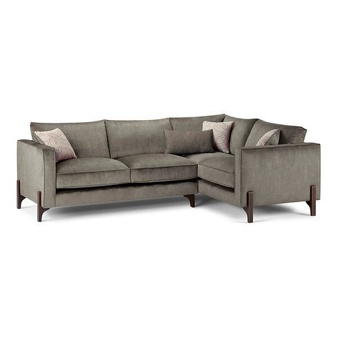 Jude Left Hand Corner Sofa in Duke Cedar Fabric with Walnut Finished Feet