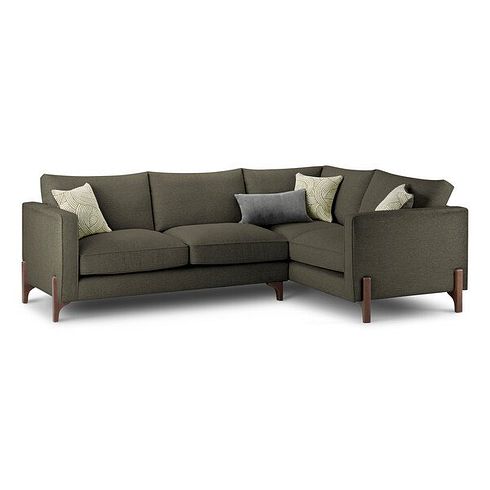 Jude Left Hand Corner Sofa in Oscar Emerald Fabric with Walnut Finished Feet