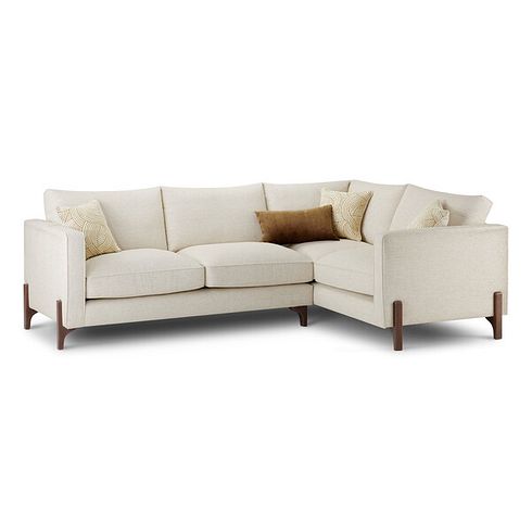 Jude Left Hand Corner Sofa in Oscar Linen Fabric with Walnut Finished Feet