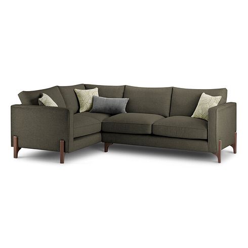 Jude Right Hand Corner Sofa in Oscar Emerald Fabric with Walnut Finished Feet