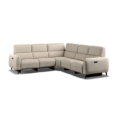 Juliette Large Corner Sofa With Two Recliners and Power Headrests in Pebble Leather
