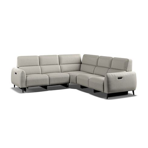 Juliette Large Corner Sofa With Two Recliners and Power Headrests in Taupe Leather