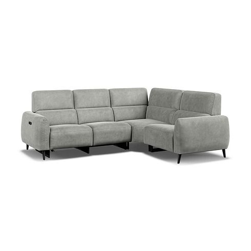 Juliette Left Hand Corner Sofa With One Recliner and Power Headrest in Billy Joe Dove Grey Fabric