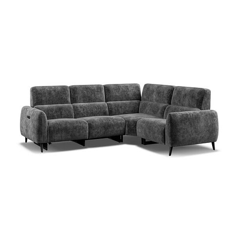Juliette Left Hand Corner Sofa With One Recliner and Power Headrest in Descent Charcoal Fabric