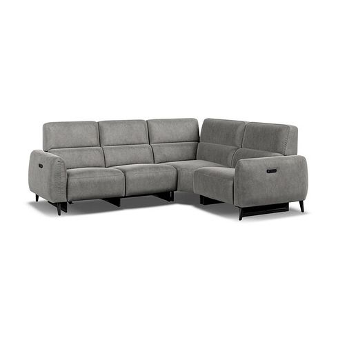 Juliette Left Hand Corner Sofa With Two Recliners and Power Headrest in Maldives Dark Grey Fabric