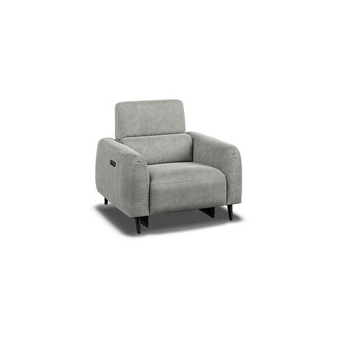 Juliette Recliner Armchair With Power Headrest in Billy Joe Dove Grey Fabric
