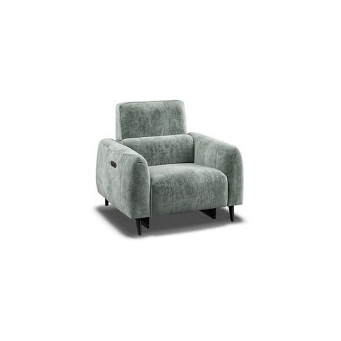Juliette Recliner Armchair With Power Headrest in Descent Pewter Fabric